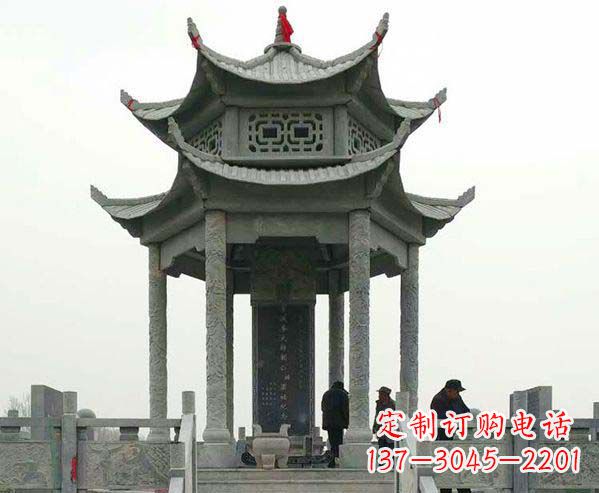 唐山园林仿古双层石凉亭景观石雕
