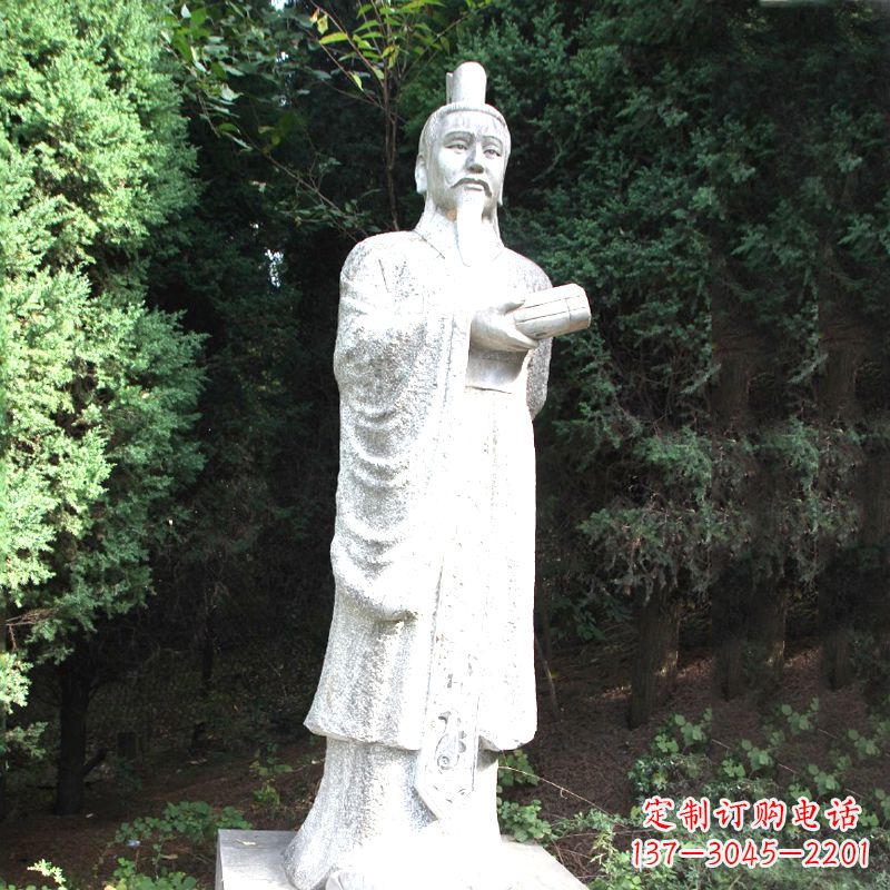 唐山中国古代著名帝王汉文帝刘恒汉白玉石雕塑像